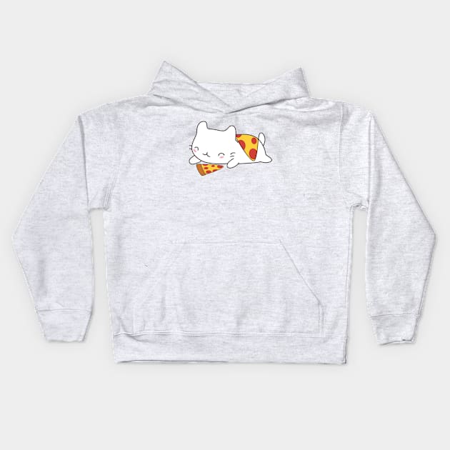 Cute Cat Loves Pizza T-Shirt Kids Hoodie by happinessinatee